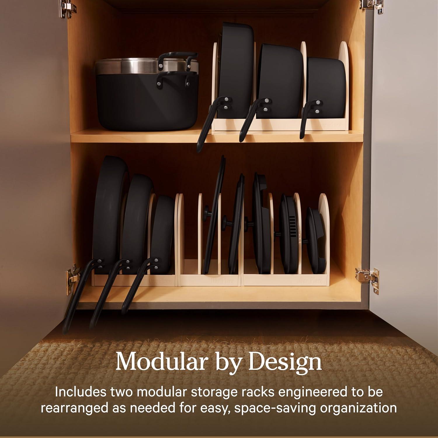 imageOur Place 17Piece Essentials Complete Cookware Set Ceramic Fry Pans Saucepans Saut Pan Stock Pot Strainer Basket ampamp Modular Storage Thermakind Nonstick Oven Safe up to 450F TerracottaChar