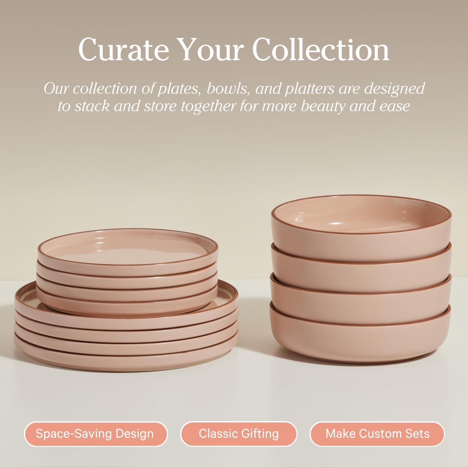 imageOur Place Dinner Bowls Set of Four 85quot Handcrafted Ceramic Pasta Bowls Deep Plate Bowl Hybrid for Salads Rice ampamp More ChipResistant RestaurantGrade Stackable Modular Design CharChar