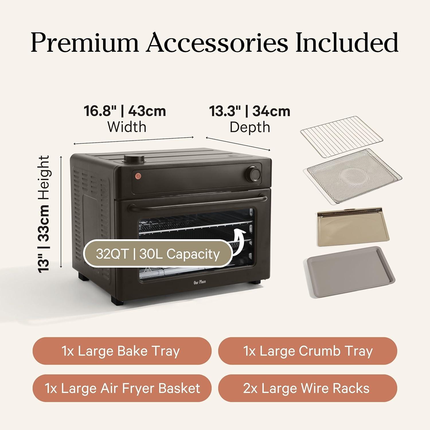 imageOur Place Large Wonder Oven Pro 8in1 Digital Countertop Oven with Large 32Qt quarts Nontoxic Quartz ampamp Stainless Steel Air Fry Toast Roast Bake Broil Reheat ampamp Dehydrate Blue SaltChar