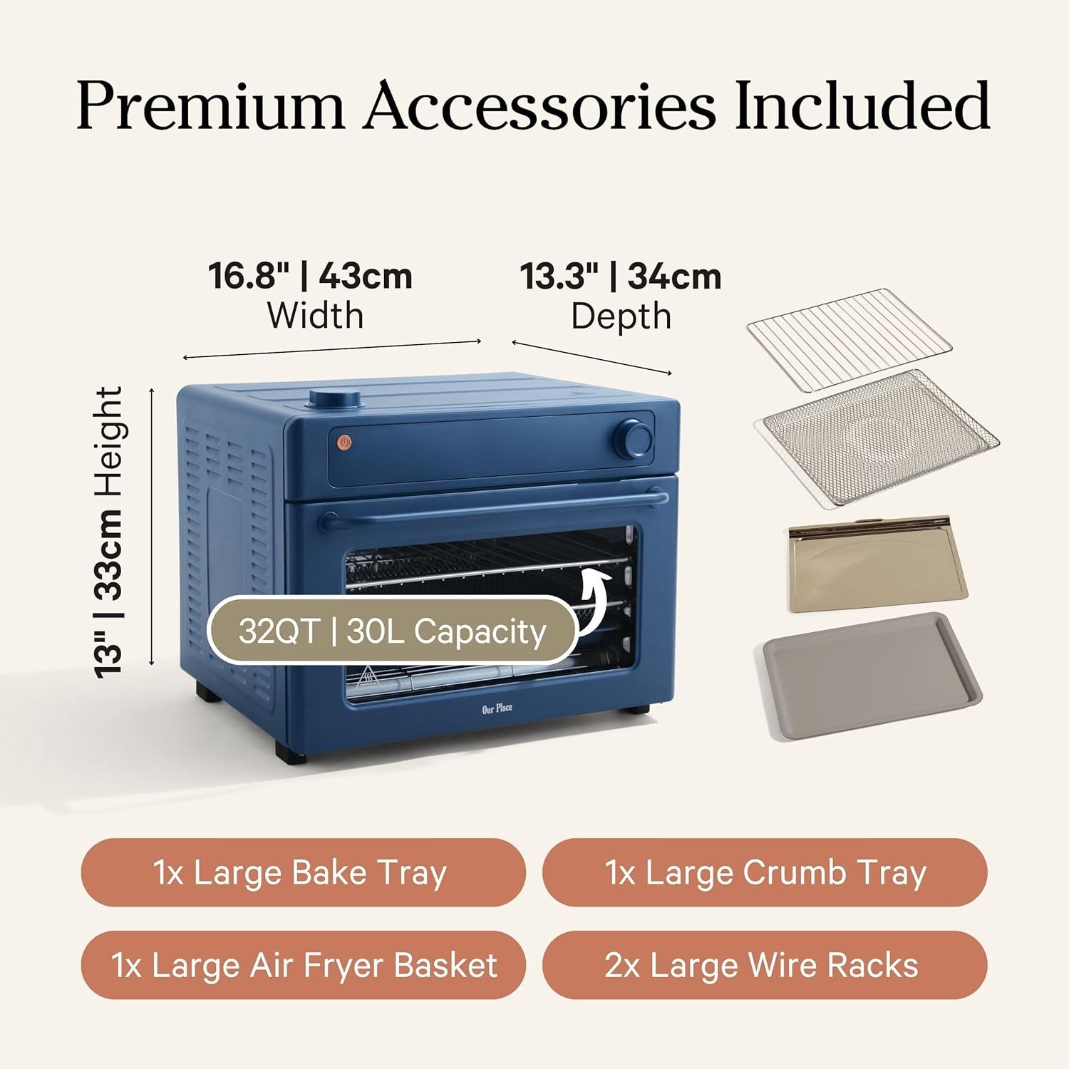 imageOur Place Large Wonder Oven Pro 8in1 Digital Countertop Oven with Large 32Qt quarts Nontoxic Quartz ampamp Stainless Steel Air Fry Toast Roast Bake Broil Reheat ampamp Dehydrate Blue SaltBlue Salt