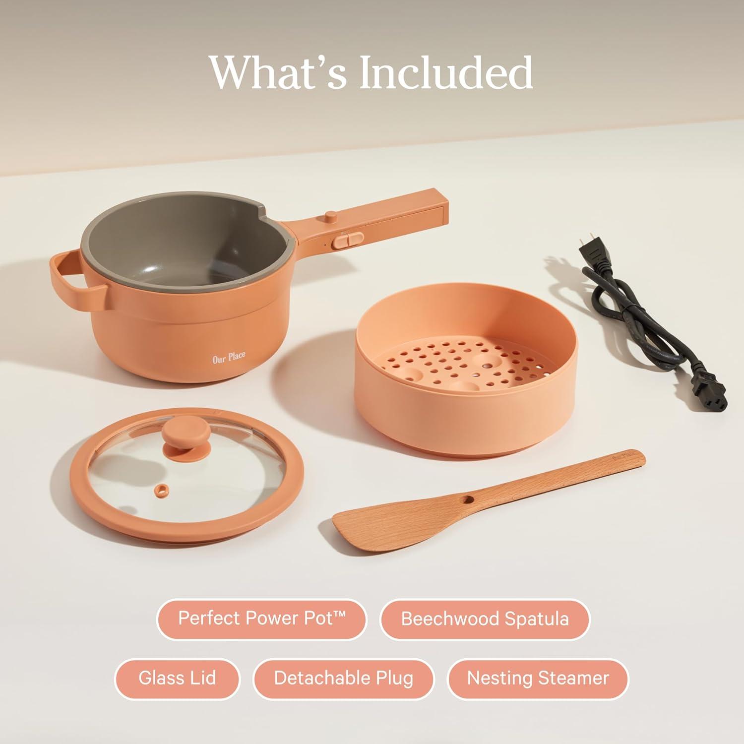 imageOur Place Perfect Power Pot Compact 5in1 Electric Pot With Steamer Spatula ampamp More Portable Cooking Pot with with Nonstick Coating Spice