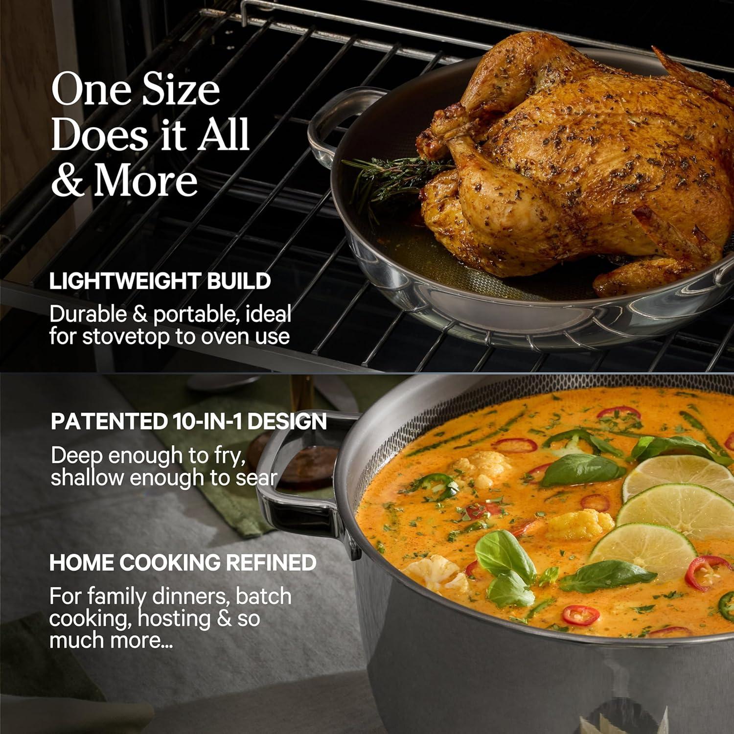 imageOur Place Titanium Pro Cookware Duo Always Pan ampamp Perfect Pot with Nonstick NoCoating Technology TriPly Titanium ampamp Stainless Steel Safe for Oven Induction ampamp All Cooktops up to 1000F ChromeChrome