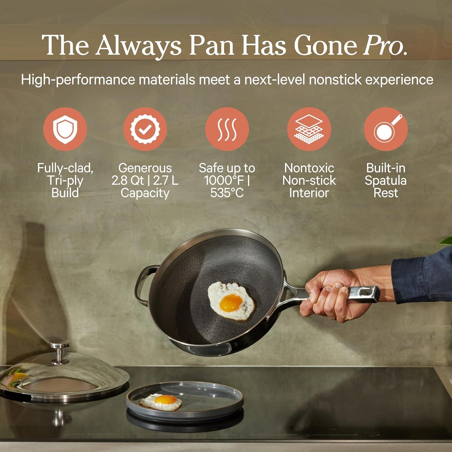 imageOur Place Titanium Pro Cookware Duo Always Pan ampamp Perfect Pot with Nonstick NoCoating Technology TriPly Titanium ampamp Stainless Steel Safe for Oven Induction ampamp All Cooktops up to 1000F ChromeChrome