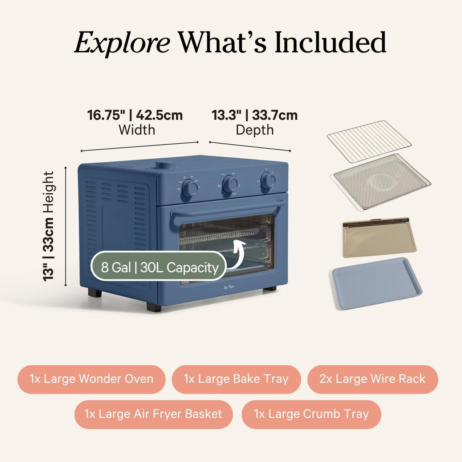 imageOur Place Wonder Oven 6in1 Air Fryer ampamp Toaster Oven with Steam Infusion Compact Countertop Friendly Fast Preheat Multifunctional Air Fry Toast Roast Bake Reheat ampamp Broil Blue SaltBlue Salt