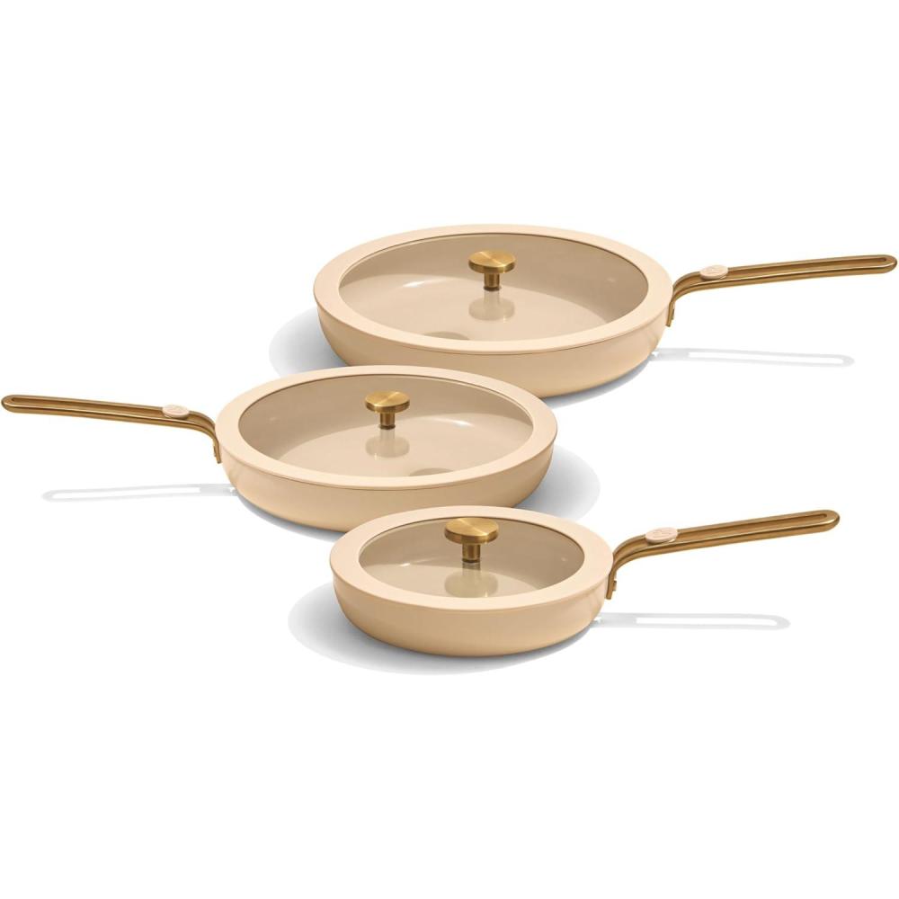 imageOur Place 17Piece Essentials Complete Cookware Set Ceramic Fry Pans Saucepans Saut Pan Stock Pot Strainer Basket ampamp Modular Storage Thermakind Nonstick Oven Safe up to 450F TerracottaCream