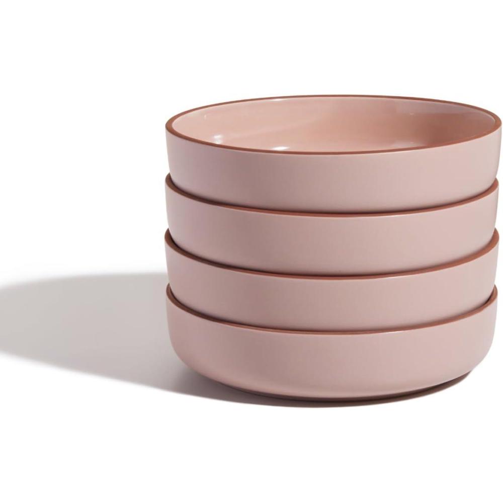 imageOur Place Dinner Bowls Set of Four 85quot Handcrafted Ceramic Pasta Bowls Deep Plate Bowl Hybrid for Salads Rice ampamp More ChipResistant RestaurantGrade Stackable Modular Design CharSpice