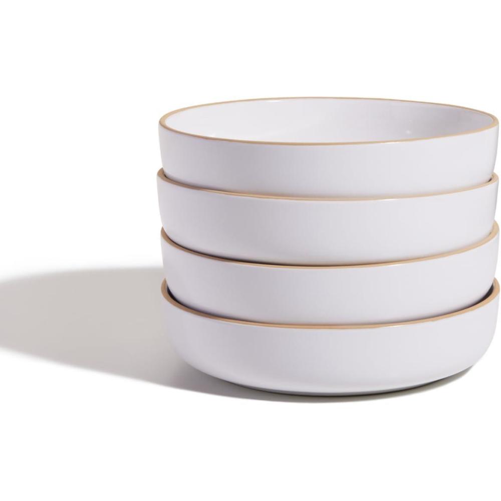 imageOur Place Dinner Bowls  Set of Four 85quot Handcrafted Ceramic Pasta Bowls  Deep Plate Bowl Hybrid for Salads Rice ampamp More  ChipResistant RestaurantGrade Stackable Modular Design  CharSteam
