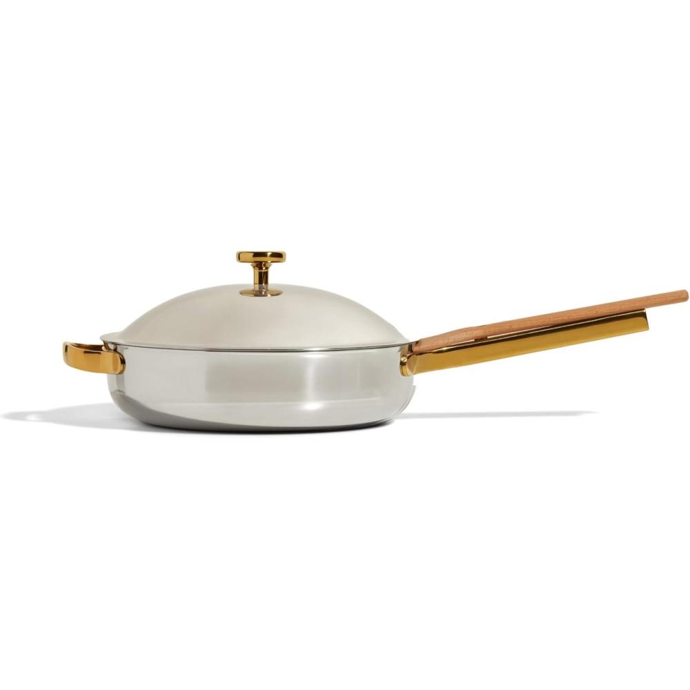imageOur Place Titanium Always Pan Pro  106 28 Qt NoCoating Nonstick Skillet  TriPly Titanium ampamp Stainless Steel  Safe for Oven Induction ampamp All Cooktops up to 750F  Includes Spatula  GoldGold