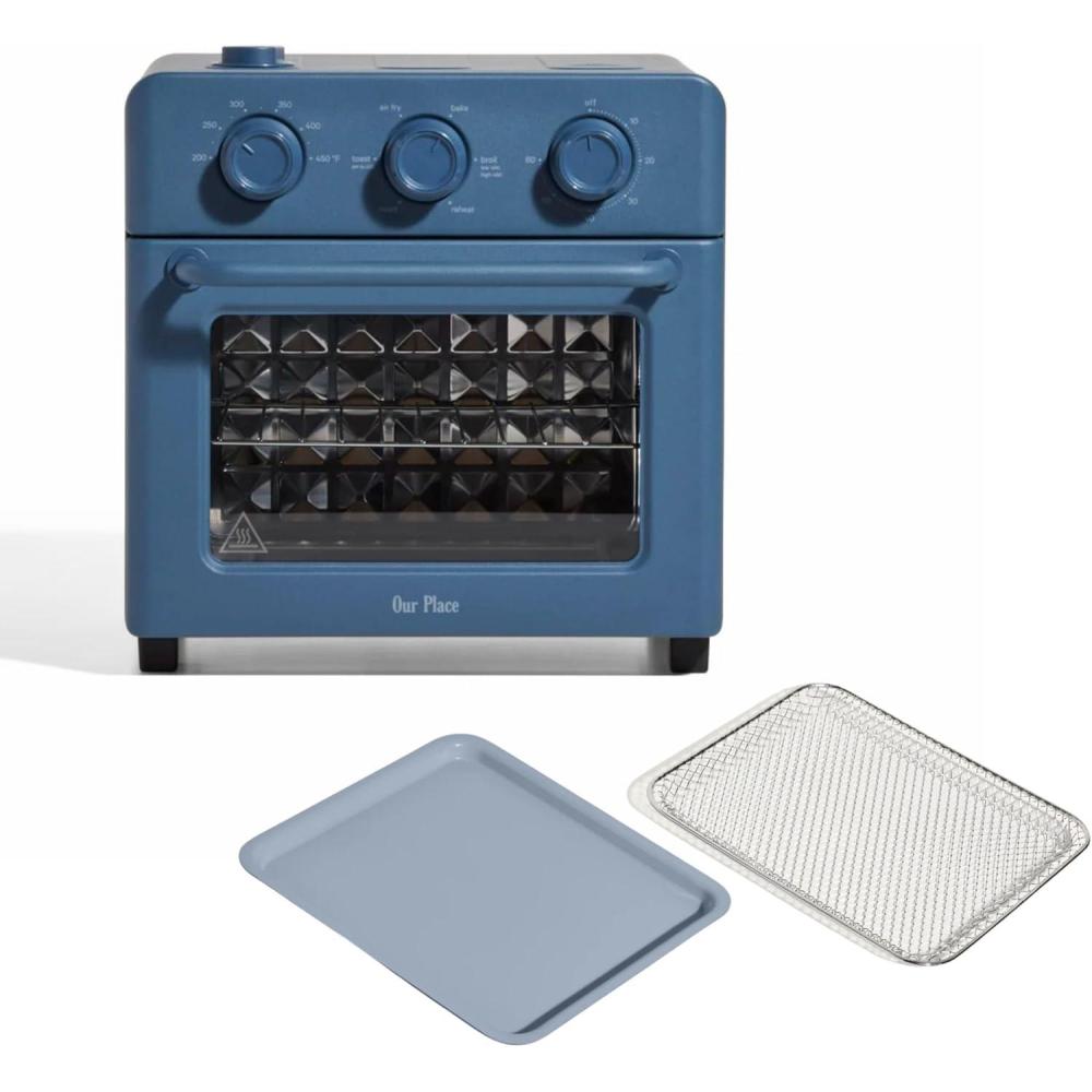 imageOur Place Wonder Oven ampamp Essentials Kit  6in1 Air Fryer Toaster Oven with Steam Infusion  Countertop Convection Oven Combo with Extra Bake Pan ampamp Air Fryer Basket  Nontoxic PFASFree  Blue Salt