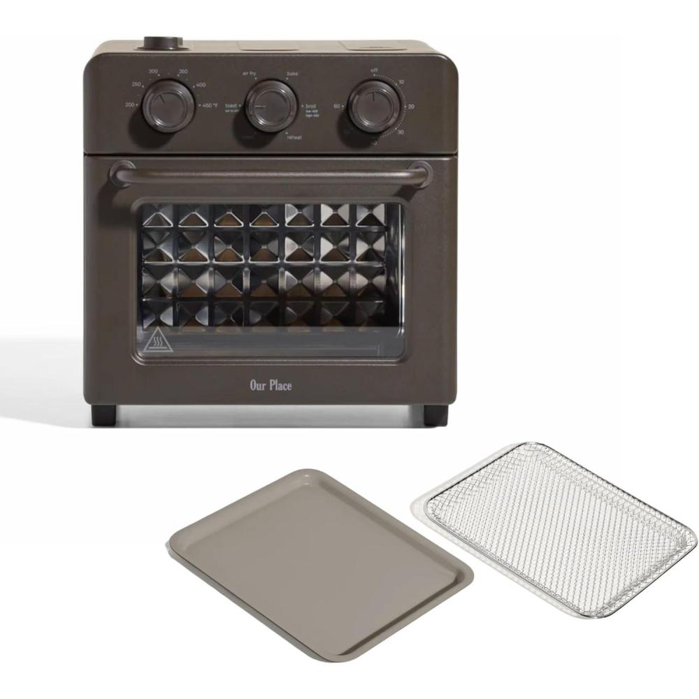 imageOur Place Wonder Oven ampamp Essentials Kit  6in1 Air Fryer Toaster Oven with Steam Infusion  Countertop Convection Oven Combo with Extra Bake Pan ampamp Air Fryer Basket  Nontoxic PFASFree Duo  Char