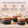 Our Place 17-Piece Essentials Complete Cookware Set – Ceramic Fry Pans, Saucepans, Sauté Pan, Stock Pot, Strainer Basket & Modular Storage | Thermakind™ Nonstick, Oven Safe up to 450°F | Terracotta(Terracotta)