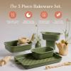 Our Place Bakeware Set | 5-Piece Nonstick, Toxin-Free, Ceramic, Cast Aluminum Set w/Oven Pan, Bakers, & Oven Mat | Space-Saving Nesting Design | Oven-Safe | Bake, Roast, Griddle and more | Blue Salt(Sage)