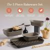 Our Place Bakeware Set | 5-Piece Nonstick, Toxin-Free, Ceramic, Cast Aluminum Set with Oven Pan, Bakers, & Oven Mat | Space-Saving Nesting Design | Oven-Safe | Bake, Roast, Griddle and more | Sage(Char)