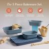 Our Place Bakeware Set | 5-Piece Nonstick, Toxin-Free, Ceramic, Cast Aluminum Set with Oven Pan, Bakers, & Oven Mat | Space-Saving Nesting Design | Oven-Safe | Bake, Roast, Griddle and more | Sage(Blue Salt)