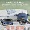 Our Place Cast Iron Always Pan | Premium Enameled, Toxin-Free Surface | 10-inch 8-in-1 Multifunctional Cookware System | Lid, Handle Covers | Heavy Duty Skillet | Oven & High Heat Safe | Steam(Blue Salt)