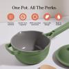 Our Place Perfect Pot – 5.5 Qt. Nonstick Ceramic Sauce Pan with Lid | Versatile Cookware for Stovetop and Oven | Steam, Bake, Braise, Roast | PTFE and PFOA-Free | Toxin-Free, Easy to Clean | Char(Sage)