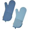 Hot Mitts – Premium Silicone & Cotton Twill Oven Mitts | Machine Washable,Set of 2 with Magnet & Hanging Loop | Heat Resistant Up to 550°F | Blue Salt(Blue Salt)