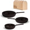 Our Place 17-Piece Essentials Complete Cookware Set – Ceramic Fry Pans, Saucepans, Sauté Pan, Stock Pot, Strainer Basket & Modular Storage | Thermakind™ Nonstick, Oven Safe up to 450°F | Terracotta(Char)