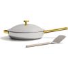Our Place Titanium Always Pan Pro – 10.6” (2.8 Qt) No-Coating Nonstick Skillet | Tri-Ply Titanium & Stainless Steel | Safe for Oven, Induction & All Cooktops up to 1000°F | Includes Spatula | Chrome(Gold)