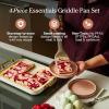 Our Place Essentials 4-Piece Griddle Pan Set | Nonstick Griddle Standard & Mini with Reusable Silicone Oven Mats | Thermakind™ PFAS-Free Nonstick, Oven Safe, Stovetop to Oven Versatility | Terracotta(Cream)